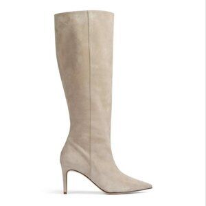 NWT L.K. Bennett Astrid pointed-toe suede heeled knee-high boots, Size 9/40